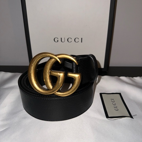 GUCCI LEATHER BELT WITH DOUBLE G BUCKLE - Picture 4 of 4